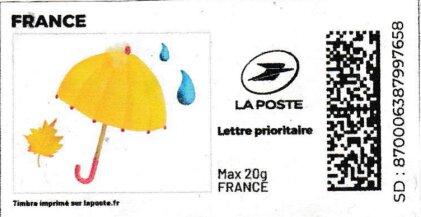 Stamp, Umbrella. Redesign, France,  , Rain, Umbrellas, Weather