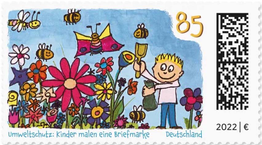 Environment Protection : Children Paint A Stamp