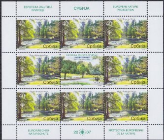 Mini Sheet, Park at Vrnjacka Banja, Serbia,  , Landscapes, Parks, Seals (Emblems)