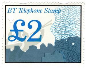 Stamp, City skyline, United Kingdom of Great Britain & Northern Ireland,  , Telecommunication, Telephony, Townscapes / City Views