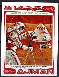 Stamp, After Landing, Astronauts Begin Exploration, Ajman,  , Astronauts, Outer Space, Space Traveling