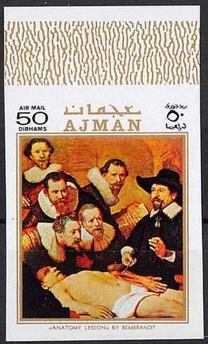 Stamp, Anatomy Lesson, by Rembrandt, Ajman,  , Paintings