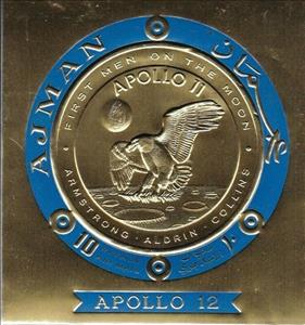 Souvenir Sheet, Apollo 11, Armstrong, Aldrin, Collins, Ajman,  , Birds, Birds of Prey, Coins, Eagles, Outer Space, Space Traveling