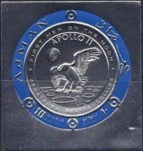 Souvenir Sheet, Apollo 11, Armstrong, Aldrin, Collins, Ajman,  , Birds, Birds of Prey, Coins, Eagles, Outer Space, Space Traveling