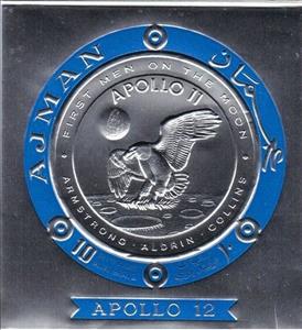 Souvenir Sheet, Apollo 11, Armstrong, Aldrin, Collins, Ajman,  , Birds, Birds of Prey, Coins, Eagles, Outer Space, Space Traveling