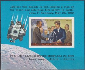 Souvenir Sheet, Apollo 12 (14.11.1969), Ajman,  , Astronauts, Famous People, Heads of State, Outer Space, Politicians, Space Traveling