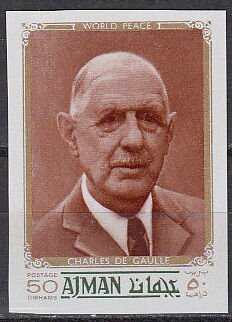 Stamp, Charles de Gaulle, Ajman,  , Heads of State, Politicians