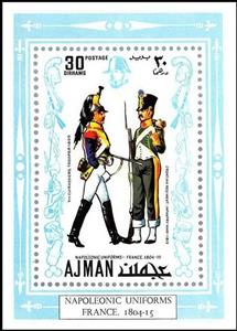 Souvenir Sheet, Cuirassier, Infantryman, Ajman,  , Uniforms