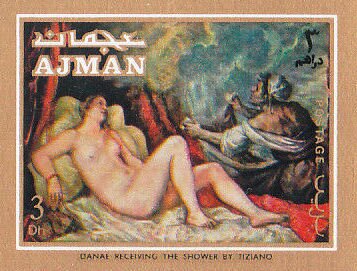 Stamp, Danae, Ajman,  , Art, Nudes, Paintings