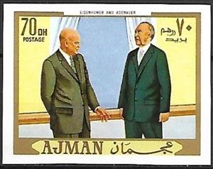 Stamp, Eisenhower and Adenauer, Ajman,  , Heads of State