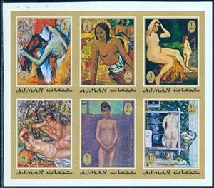Se-tenant, French Impressionist and Expressionist Paintings, Ajman,  , Art, Nudes, Paintings