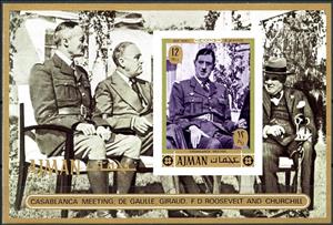 Souvenir Sheet, General Charles de Gaulle, Ajman,  , Famous People, Heads of State, Politicians