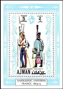 Souvenir Sheet, Hunter, Husar, Ajman,  , Uniforms