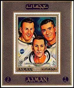 Souvenir Sheet, Lovell, Swigert, Haise, Ajman,  , Astronauts, Outer Space, Space Traveling