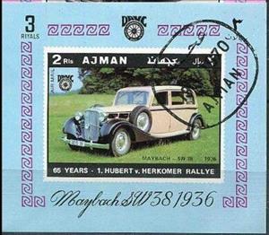 Souvenir Sheet, Maybach 1936, Ajman,  , Cars