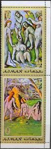 Se-tenant, Paintings by Paul Cézanne, Ajman,  , Nudes, Paintings