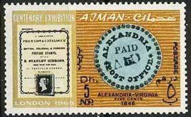Stamp, Stamp of Alexandria, Virginia - opt new currency, Ajman,  , Philatelic Exhibitions, Stamps