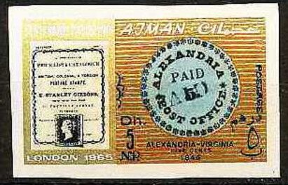Stamp, Stamp of Alexandria, Virginia - opt new currency, Ajman,  , Philatelic Exhibitions, Stamps