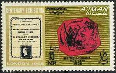 Stamp, Stamp of British Guiana- opt new currency, Ajman,  , Philatelic Exhibitions, Stamps