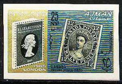 Stamp, Stamp of Canada - opt new currency, Ajman,  , Philatelic Exhibitions, Stamps