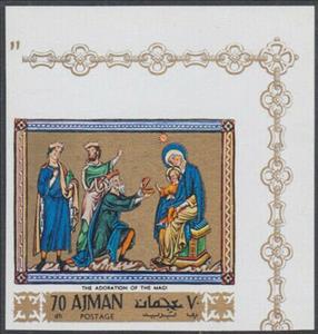 Stamp, The Adoration of the Magi, Ajman,  , Christian, Easter, Religion