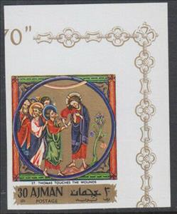 Stamp, Thomas Touches the Wounds, Ajman,  , Christian, Easter, Religion