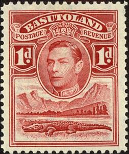 Stamp, Nile Crocodile (Crocodylus niloticus), River Scene, George V, British colonies and territories,  , Reptiles, Kings, Crocodiles, Animals (Fauna)