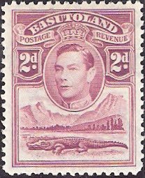 Stamp, Nile Crocodile (Crocodylus niloticus), River Scene, George V, British colonies and territories,  , Reptiles, Kings, Crocodiles, Animals (Fauna)