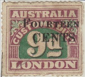 Stamp, Customs Duty - London, Australia,  , Numbers