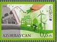 Stamp, Europa - Think green, Azerbaijan,  , Bicycles, Birds, Buildings, C.E.P.T. / Europe, Cycling, Energy, Environment Protection, Hands