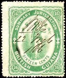 Stamp, Allegorical figure of Justice, British Guiana,  , Scales (balance), Women
