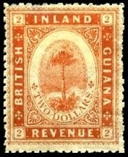 Stamp, Maripa palm tree (Attalea maripa), British Guiana,  , Palm-trees, Plants (Flora), Trees