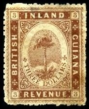 Stamp, Maripa palm tree (Attalea maripa), British Guiana,  , Palm-trees, Plants (Flora), Trees
