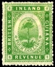 Stamp, Maripa palm tree (Attalea maripa), British Guiana,  , Palm-trees, Plants (Flora), Trees