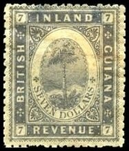 Stamp, Maripa palm tree (Attalea maripa), British Guiana,  , Palm-trees, Plants (Flora), Trees