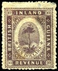 Stamp, Maripa palm tree (Attalea maripa), British Guiana,  , Palm-trees, Plants (Flora), Trees
