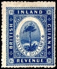Stamp, Maripa palm tree (Attalea maripa), British Guiana,  , Palm-trees, Plants (Flora), Trees