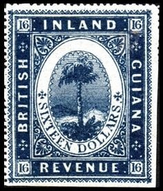 Stamp, Maripa palm tree (Attalea maripa), British Guiana,  , Palm-trees, Plants (Flora), Trees