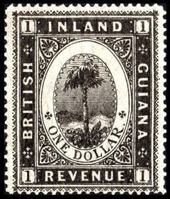 Stamp, Maripa palm tree (Attalea maripa), British Guiana,  , Palm-trees, Plants (Flora), Trees