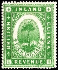 Stamp, Maripa palm tree (Attalea maripa), British Guiana,  , Palm-trees, Plants (Flora), Trees