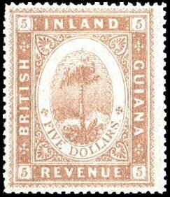 Stamp, Maripa palm tree (Attalea maripa), British Guiana,  , Palm-trees, Plants (Flora), Trees