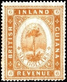 Stamp, Maripa palm tree (Attalea maripa), British Guiana,  , Palm-trees, Plants (Flora), Trees