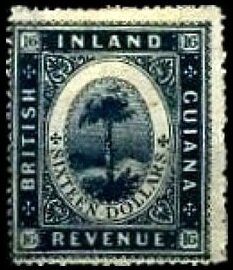 Stamp, Maripa palm tree (Attalea maripa), British Guiana,  , Palm-trees, Plants (Flora), Trees