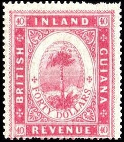 Stamp, Maripa palm tree (Attalea maripa), British Guiana,  , Palm-trees, Plants (Flora), Trees