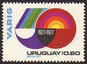 Stamp, 50 years of Varig, Uruguay,  