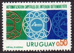 Stamp, Automatization of central telephone, Uruguay,  