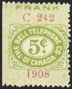Stamp, Frank - dated 1908, Canada,  , Telephony