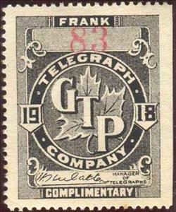 Stamp, Frank - dated 1918, Canada,  , Leaves, Letters (Alphabet), Plants (Flora), Signatures - Autographs, Telegraphy
