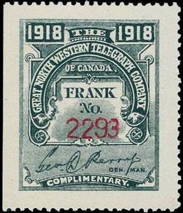 Stamp, Frank - dated 1918, Canada,  , Signatures - Autographs, Telegraphy