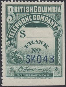 Stamp, Frank - undated, Canada,  , Signatures - Autographs, Telephony